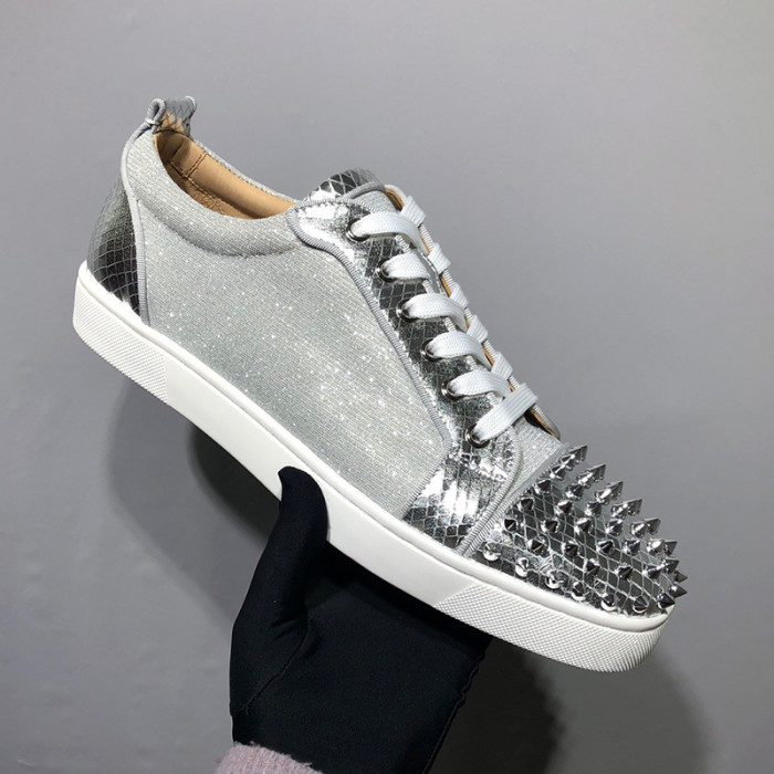 Christian Louboutin Mens Shoes Luxury Brand Red Bottom Design Louis Junior Spikes Flat with Original Box CL sneakers