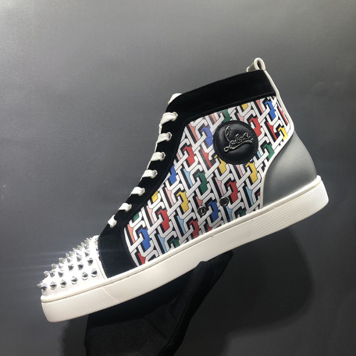 Christian Louboutin Mens Shoes Luxury Brand Red Bottom Design Louis Junior Spikes Flat with Original Box CL sneakers