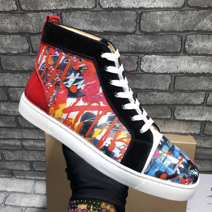 Christian Louboutin Mens Shoes Luxury Brand Red Bottom Design Louis Junior Spikes Flat with Original Box CL sneakers