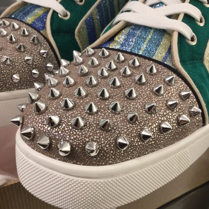 Christian Louboutin Mens Shoes Luxury Brand Red Bottom Design Louis Junior Spikes Flat with Original Box CL sneakers