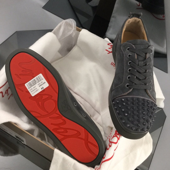 Christian Louboutin Mens Shoes Luxury Brand Red Bottom Design Louis Junior Spikes Flat with Original Box CL sneakers