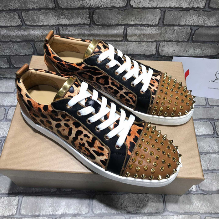 Christian Louboutin Mens Shoes Luxury Brand Red Bottom Design Louis Junior Spikes Flat with Original Box CL sneakers