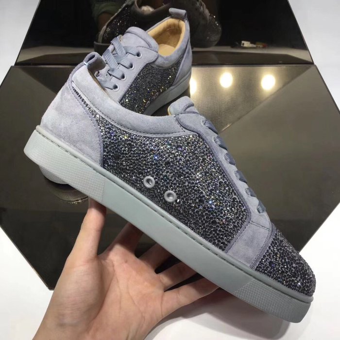 Christian Louboutin Mens Shoes Luxury Brand Red Bottom Design Louis Junior Spikes Flat with Original Box CL sneakers