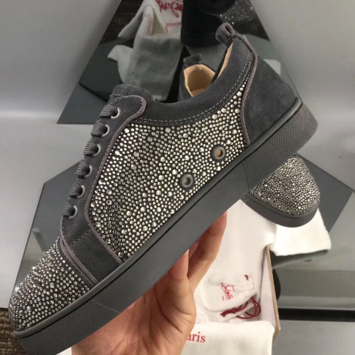 Christian Louboutin Mens Shoes Luxury Brand Red Bottom Design Louis Junior Spikes Flat with Original Box CL sneakers