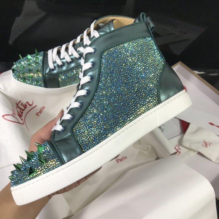 Christian Louboutin Mens Shoes Luxury Brand Red Bottom Design Louis Junior Spikes Flat with Original Box CL sneakers