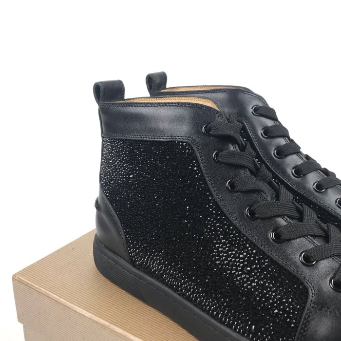 Christian Louboutin Mens Shoes Luxury Brand Red Bottom Design Louis Junior Spikes Flat with Original Box CL sneakers