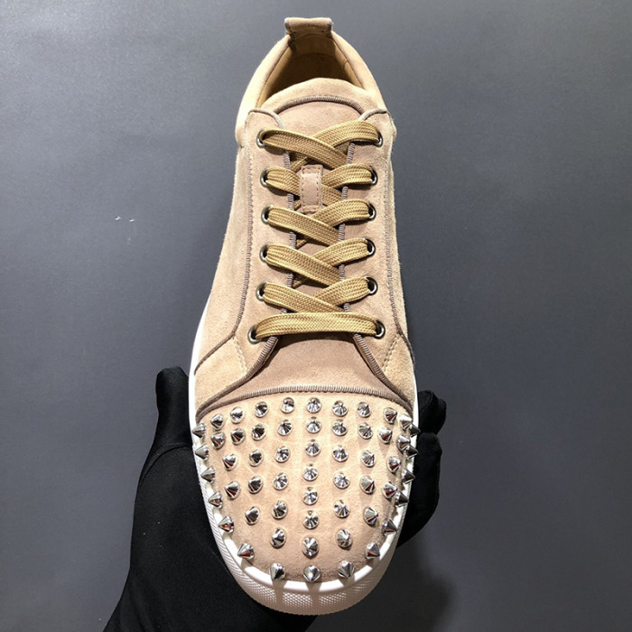 Christian Louboutin Mens Shoes Luxury Brand Red Bottom Design Louis Junior Spikes Flat with Original Box CL sneakers
