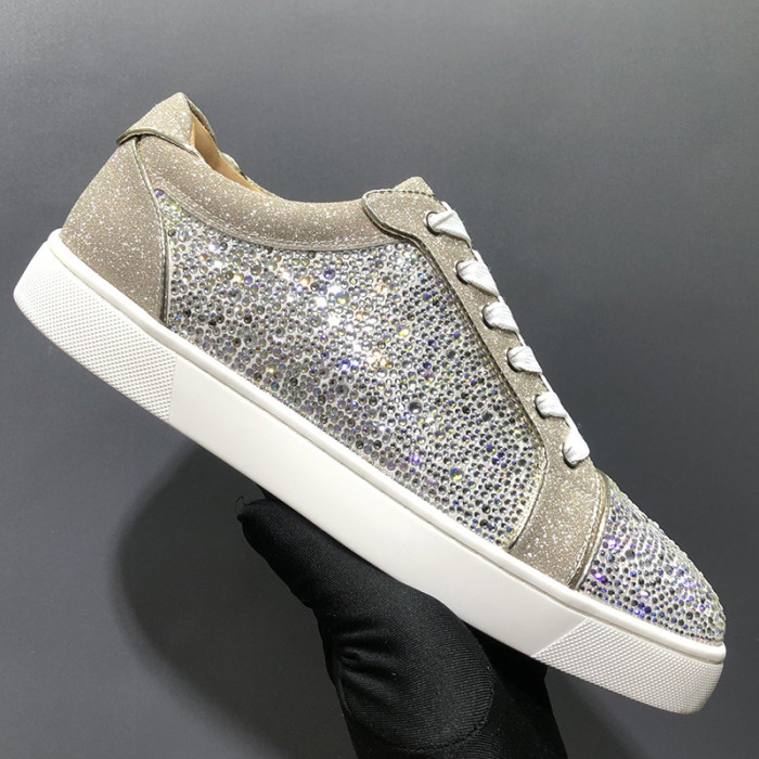 Christian Louboutin Mens Shoes Luxury Brand Red Bottom Design Louis Junior Spikes Flat with Original Box CL sneakers