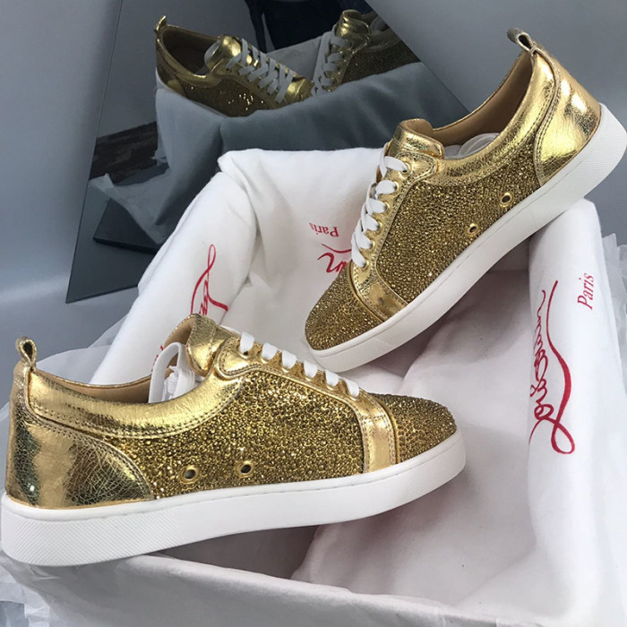 Christian Louboutin Mens Shoes Luxury Brand Red Bottom Design Louis Junior Spikes Flat with Original Box CL sneakers