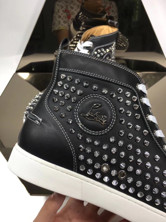 Christian Louboutin Mens Shoes Luxury Brand Red Bottom Design Louis Junior Spikes Flat with Original Box CL sneakers