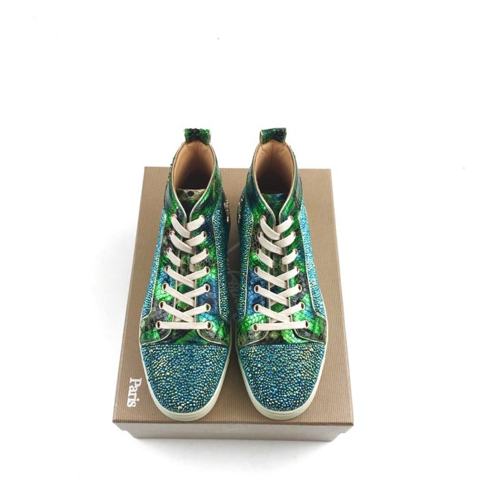 Christian Louboutin Mens Shoes Luxury Brand Red Bottom Design Louis Junior Spikes Flat with Original Box CL sneakers