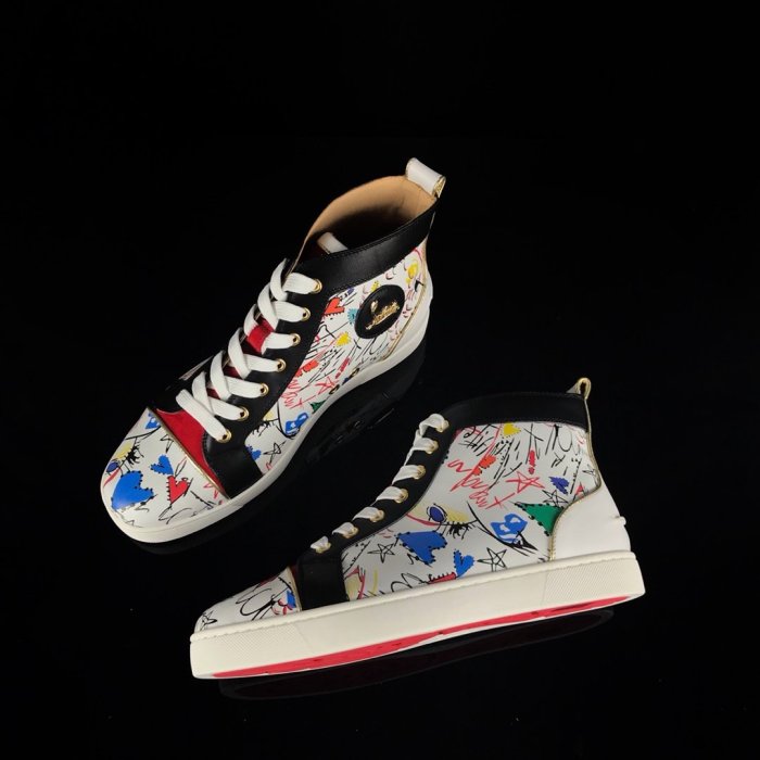 Christian Louboutin Mens Shoes Luxury Brand Red Bottom Design Louis Junior Spikes Flat with Original Box CL sneakers