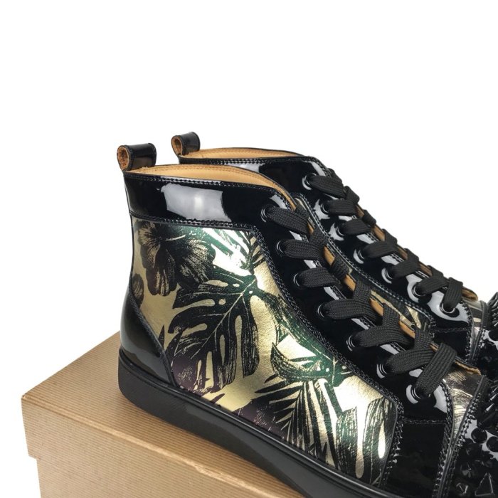 Christian Louboutin Mens Shoes Luxury Brand Red Bottom Design Louis Junior Spikes Flat with Original Box CL sneakers