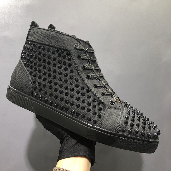 Christian Louboutin Mens Shoes Luxury Brand Red Bottom Design Louis Junior Spikes Flat with Original Box CL sneakers