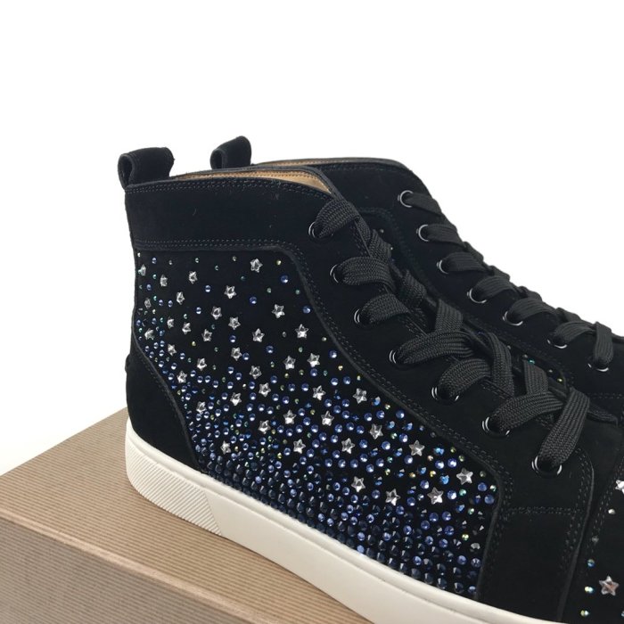 Christian Louboutin Mens Shoes Luxury Brand Red Bottom Design Louis Junior Spikes Flat with Original Box CL sneakers