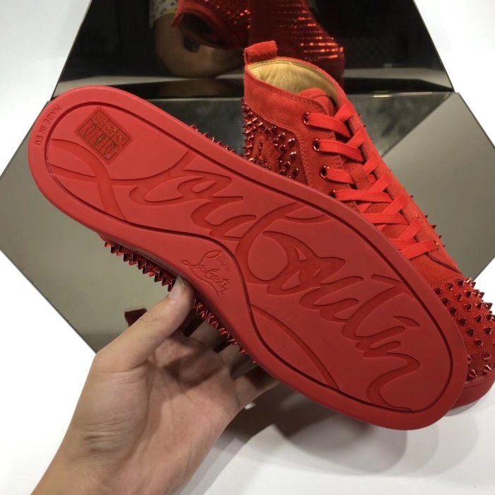 Christian Louboutin Mens Shoes Luxury Brand Red Bottom Design Louis Junior Spikes Flat with Original Box CL sneakers