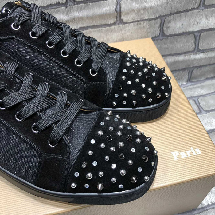Christian Louboutin Mens Shoes Luxury Brand Red Bottom Design Louis Junior Spikes Flat with Original Box CL sneakers