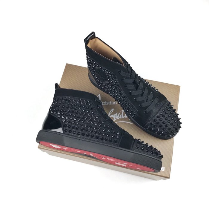 Christian Louboutin Mens Shoes Luxury Brand Red Bottom Design Louis Junior Spikes Flat with Original Box CL sneakers