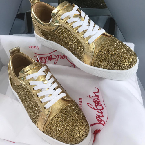 Christian Louboutin Mens Shoes Luxury Brand Red Bottom Design Louis Junior Spikes Flat with Original Box CL sneakers