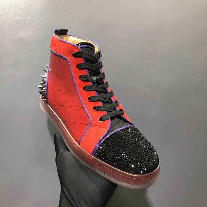 Christian Louboutin Mens Shoes Luxury Brand Red Bottom Design Louis Junior Spikes Flat with Original Box CL sneakers