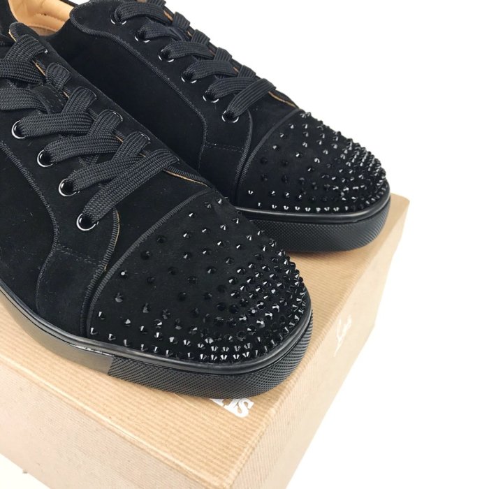 Christian Louboutin Mens Shoes Luxury Brand Red Bottom Design Louis Junior Spikes Flat with Original Box CL sneakers