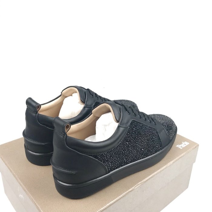 Christian Louboutin Mens Shoes Luxury Brand Red Bottom Design Louis Junior Spikes Flat with Original Box CL sneakers