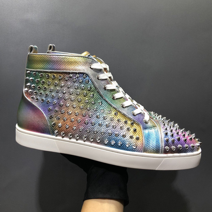 Christian Louboutin Mens Shoes Luxury Brand Red Bottom Design Louis Junior Spikes Flat with Original Box CL sneakers