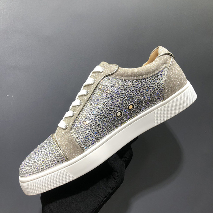 Christian Louboutin Mens Shoes Luxury Brand Red Bottom Design Louis Junior Spikes Flat with Original Box CL sneakers