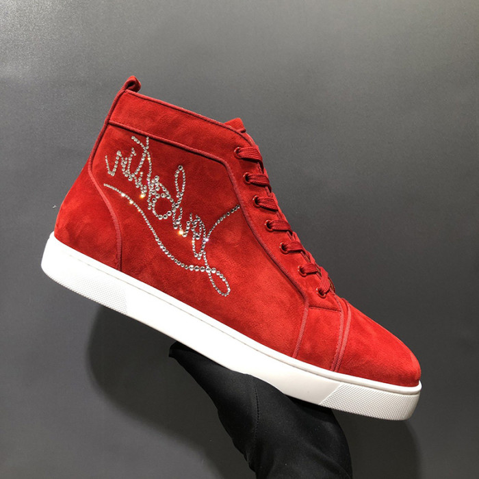 Christian Louboutin Mens Shoes Luxury Brand Red Bottom Design Louis Junior Spikes Flat with Original Box CL sneakers