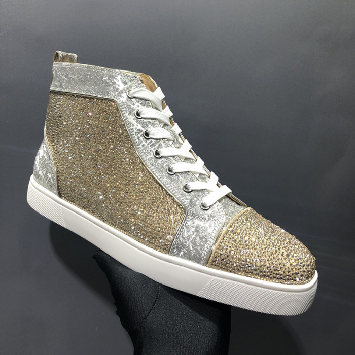 Christian Louboutin Mens Shoes Luxury Brand Red Bottom Design Louis Junior Spikes Flat with Original Box CL sneakers