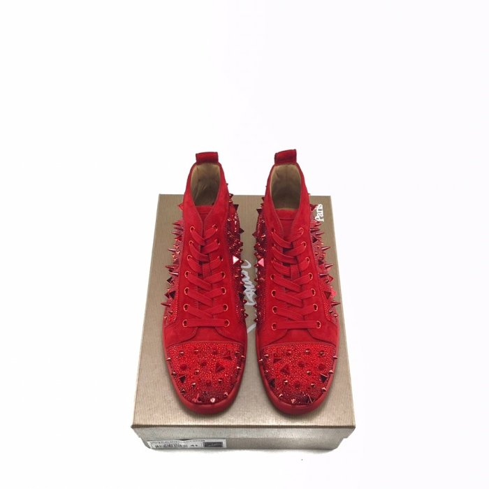Christian Louboutin Mens Shoes Luxury Brand Red Bottom Design Louis Junior Spikes Flat with Original Box CL sneakers