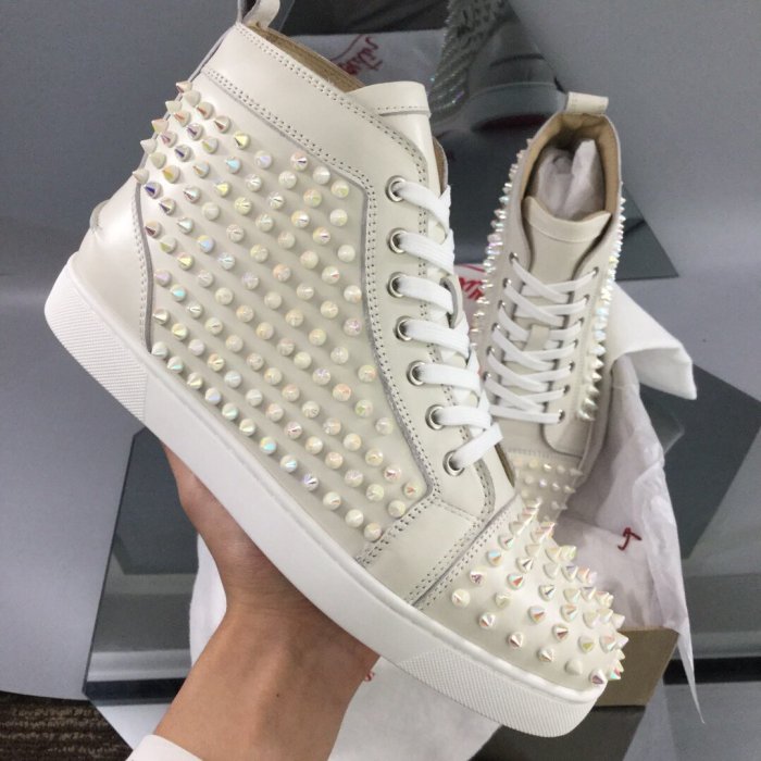 Christian Louboutin Mens Shoes Luxury Brand Red Bottom Design Louis Junior Spikes Flat with Original Box CL sneakers