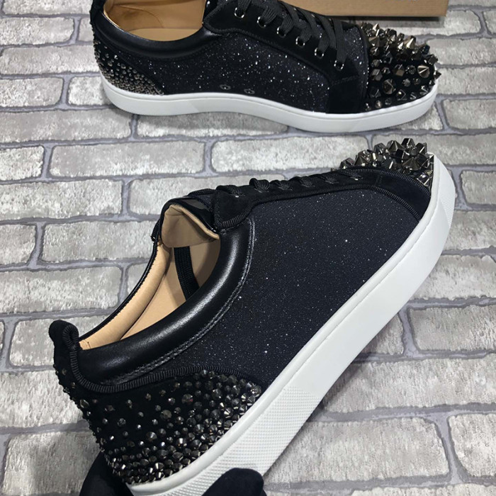 Christian Louboutin Mens Shoes Luxury Brand Red Bottom Design Louis Junior Spikes Flat with Original Box CL sneakers
