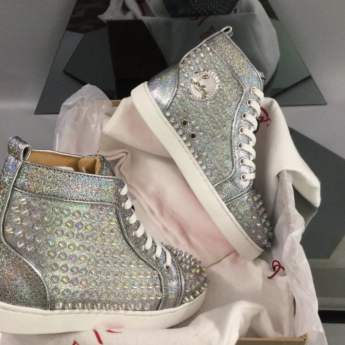 Christian Louboutin Mens Shoes Luxury Brand Red Bottom Design Louis Junior Spikes Flat with Original Box CL sneakers