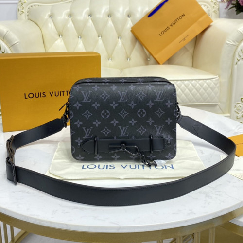 Louis Vuitton Mens Bags Luxury Brand STEAMER MESSENGER M45585 Monogram Eclipse coated canvas with Original Box