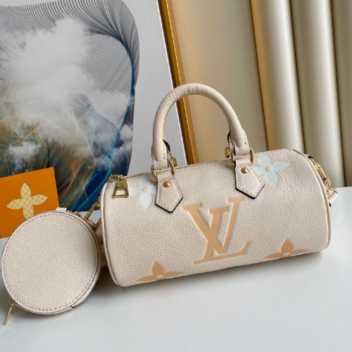 Louis Vuitton Womens Bags Shoulder Messenger Bags Luxury Brand PAPILLON BB M45708 Cream/Saffron Monogram Empreinte Leather