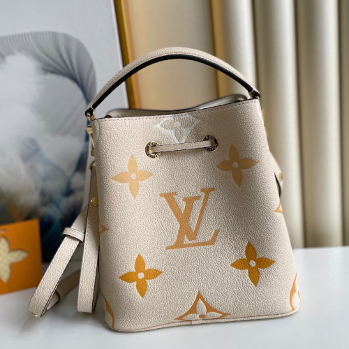 Louis Vuitton Womens Bag Crossbody Design NÉONOÉ BB Cream/Saffron Embossed grained cowhide leather with Original Box M45716