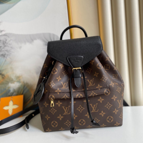 Louis Vuitton Womens Bags Backpacks Luxury Brand MONTSOURIS PM Black Monogram coated canvas and cowhide leather M45515