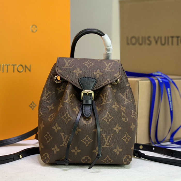 Louis Vuitton Womens Bags Backpacks Luxury Brand MONTSOURIS BB M45516 Black Monogram coated canvas and cowhide leather