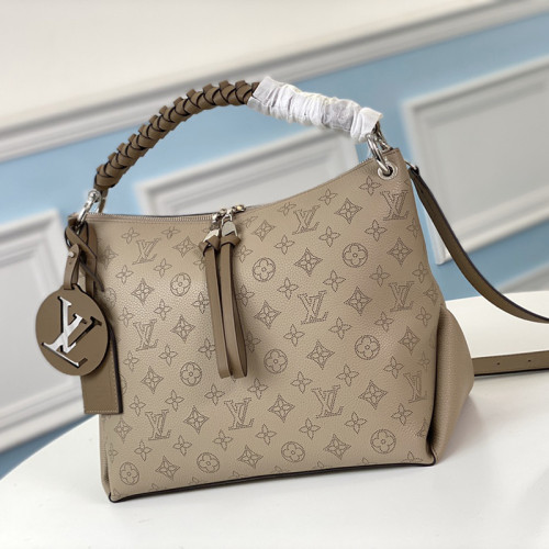 Louis Vuitton Womens Shoulder Bags Handbags Luxury Brand Fashion BEAUBOURG HOBO MM Galet Gray Mahina perforated calf leather M56084