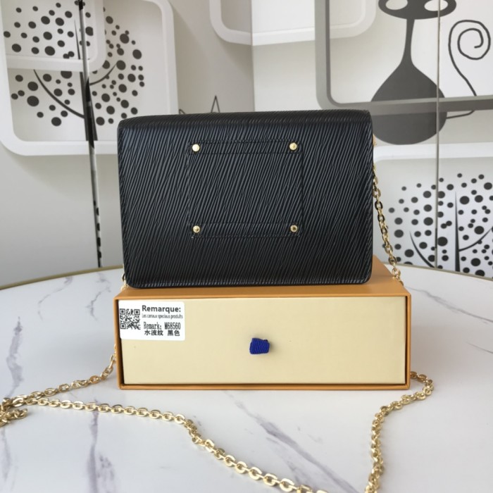 Louis Vuitton Womens Bags Shoulder Messenger Bags Luxury Brand TWIST BELT CHAIN WALLET M68750 Black Epi grained cowhide leather