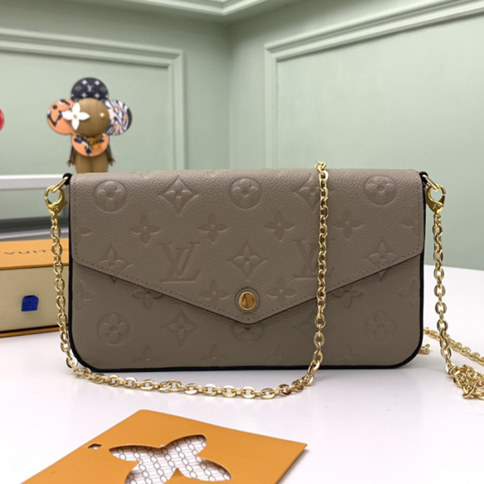 Louis Vuitton Womens Bags Shoulder Messenger Bag Luxury Brand FÉLICIE POCHETTE M68697 Tourterelle Beige Monogram Empreinte embossed supple grained cowhide leather