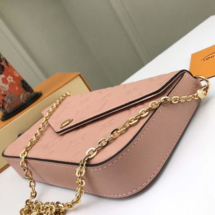 Louis Vuitton Womens Bags Shoulder Messenger Bag Luxury Brand FÉLICIE POCHETTE M67856 Rose poudré Pink Embossed supple grained cowhide leather exterior