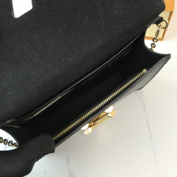 Louis Vuitton Womens Bags Shoulder Messenger Bags Luxury Brand TWIST BELT CHAIN WALLET M68750 Black Epi grained cowhide leather