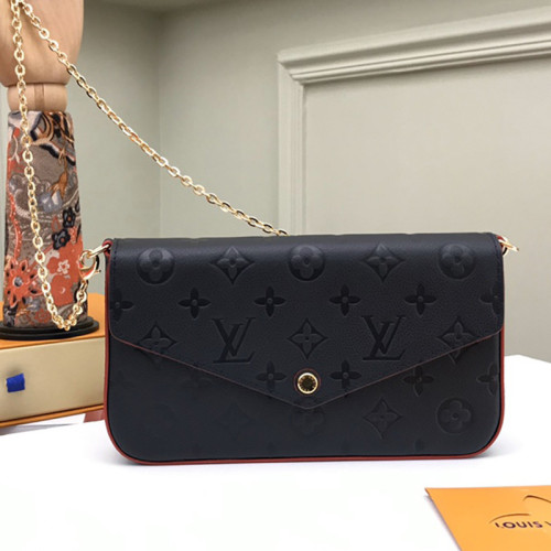 Louis Vuitton Womens Bags Shoulder Messenger Bag Luxury Brand FÉLICIE POCHETTE M64099 Navy Blue / Red Monogram Empreinte embossed supple grained cowhide leather