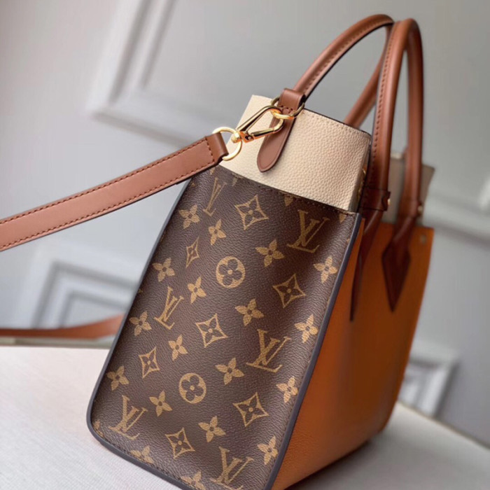 Louis Vuitton Womens Shoulder Bags Handbags Luxury Brand Fashion ON MY SIDE MM Summer Gold Yellow Calf leather and Monogram coated canvas M56077