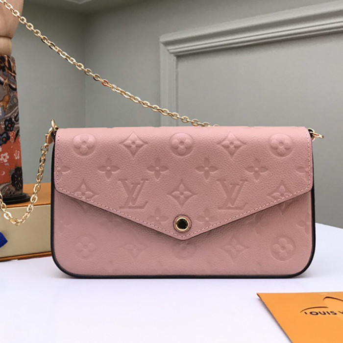 Louis Vuitton Womens Bags Shoulder Messenger Bag Luxury Brand FÉLICIE POCHETTE M67856 Rose poudré Pink Embossed supple grained cowhide leather exterior