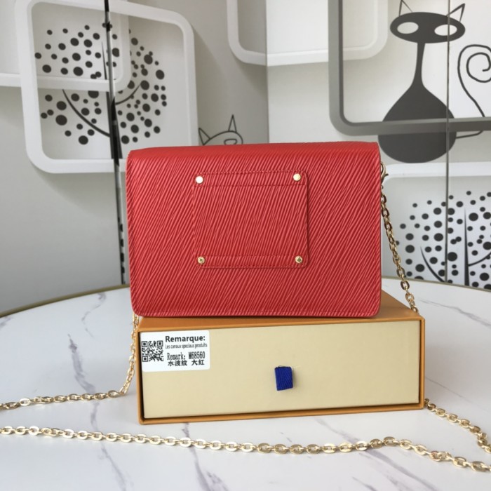 Louis Vuitton Womens Bags Shoulder Messenger Bags Luxury Brand TWIST BELT CHAIN WALLET Epi grained cowhide leather with Original Box