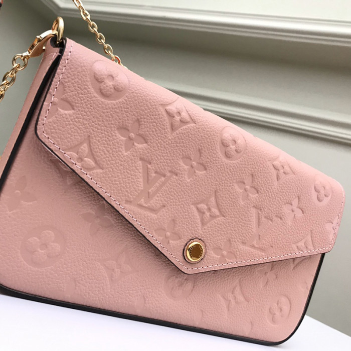 Louis Vuitton Womens Bags Shoulder Messenger Bag Luxury Brand FÉLICIE POCHETTE M67856 Rose poudré Pink Embossed supple grained cowhide leather exterior