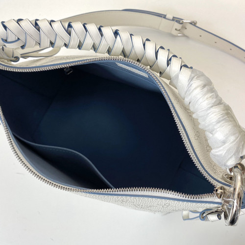 Louis Vuitton Womens Shoulder Bags Handbags Luxury Brand Fashion BEAUBOURG HOBO MM Snow / Bleu Orage Blue Mahina perforated calf leather M56201